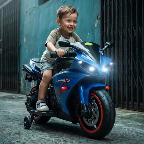 Image of Baybee R7 Baby Electric Bike for Kids with Foot Acceleration | Rechargeable Ride on Baby Bike with LED Lights & Music | Toddler Battery Operated Bike for Kids to Drive 1 to 3 Years Boys Girls (Blue)