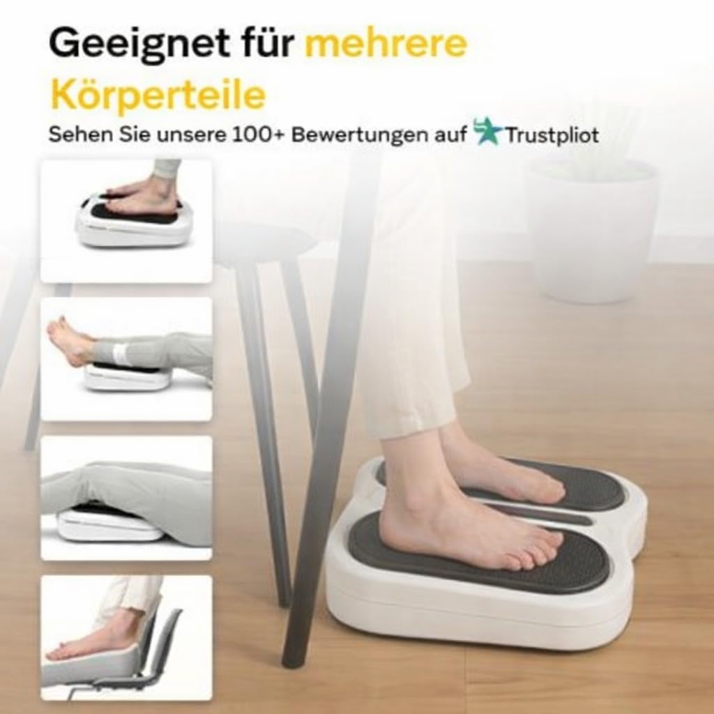 Shiatsu Fußmassagegerät mit Vibration – Durchblutungsgerät für Füße und Beine – 5 Programme & 10 Intensitätsstufen – Elektrisches Fußmassagegerät mit Fernbedienung