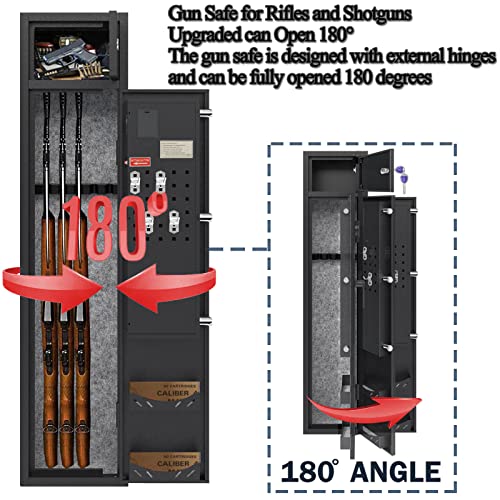 Kaer Large Rifle Gun Safe, Gun Safe For Rifles And Shotguns, ​Quick Access To 3-5 Gun Rifle Safes(With/Without Scope),Guns Cabinet With Double Door Key/Fingerprint Password, Silent Alarm Mode #TOP5