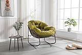 Homgoday Outdoor Rattan Rocking Chair,Padded Cushion Rocker Recliner Chair Outdoor for Front Porch, Living Room, Patio, Garden, Olive Green Gartenstuhl W2021P230189