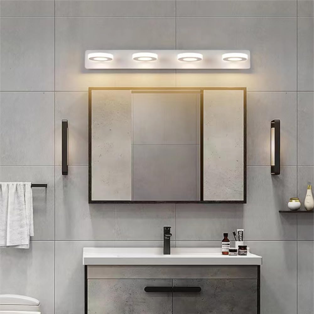 XINYASEE LED Baño Espejo Frente Luces Moderno Dormitorio Iluminación Baño Pared Luces Blanco Cálido 3000K, Neutro 4000K, Blanco Frío 6000K (Cuatro cabezas)