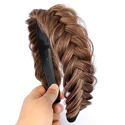 BOBIYA Wide Braided Headband with Teeth Braid Headbands With Teeth for Women Braided Hair Headbands with Tooth (Claybank) - Image 3