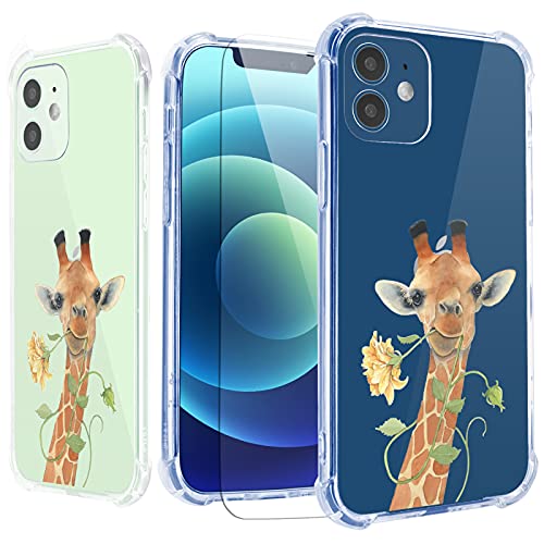 Cute Giraffe Case for iPhone 7 with Screen Protector,for iPhone 8 iPhone SE 2022 Case Garden,Floral Design TPU [Shock Absorbing] Soft Bumper Protective Case Cover for iPhone 7 8 SE 2022 4.7 inch