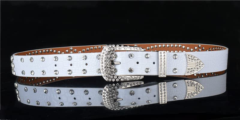 Women Rhinestone Belts Y2k Bling Western Faux Leather Belt Shining Diamond Cowgirl CowboySparkle Belt4