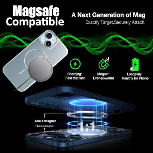 Image of AIBEX Ultra-Thin Mag-Saf Back Cover Case Compatible with iPhone 14| Slim Fit Scratch-Resistant Matte | Magnetic Wireless Charging | Microfibre Lining | Camera Protection (PC Material) - Silver