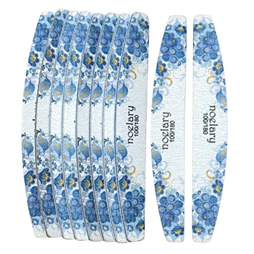 Lot de 10 Limes à Ongles Professionnelles NOELARY Grain 100/180, Double Lace Lavable Cover