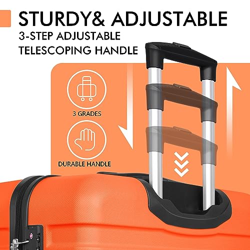 Image of AnyZip Luggage PC ABS Hardside Lightweight Suitcase with 4 Universal Wheels TSA Lock 20 24 28 Inch, Orange, 20 inch Carry-On, Spinner Wheels