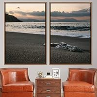 2 Piece Framed Canvas Wall Art Coastal Beach Canvas Prints Home Artwork Decoration for Living Room,Bedroom - 16