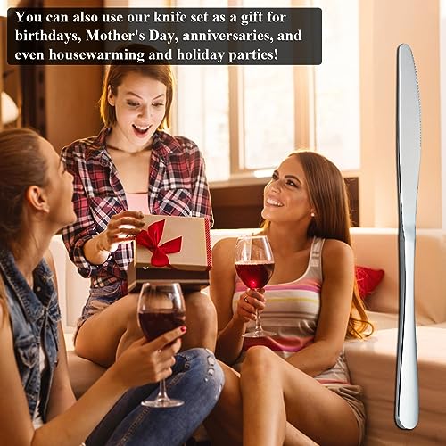 Evanda Dinner Knives 12 Pieces, Table Knife, Stainless Steel Steak Knives Cutlery Set, Butter Knives Set, Dishwasher safe, 1.silver - Image 7