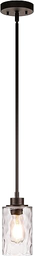 Miniatura 6 de XiNBEi Lighting Iluminación colgante 1 luz Mini lámpara colgante con vidrio, moderna lámpara de techo colgante de cocina ajustable acabado bronce
