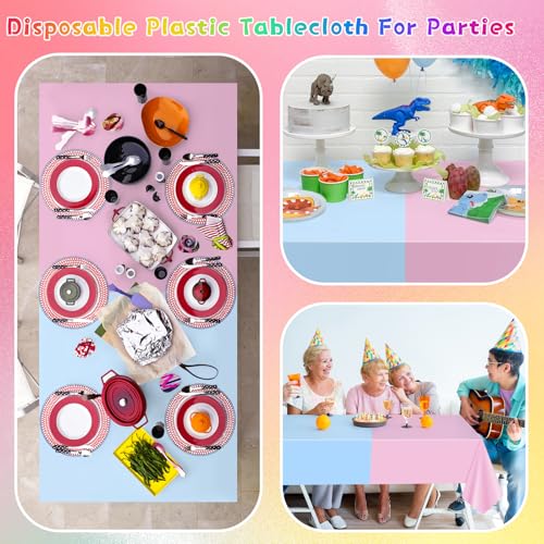 Image of mwellewm 3 Pcs Gender Reveal Table Cloths Decorations Supplies Disposable Plastic Pink and Blue Tablecloth Rectangle Pastel Table Cover for Boy Girl Baby Shower Birthday Party Favors Unicorn Princess
