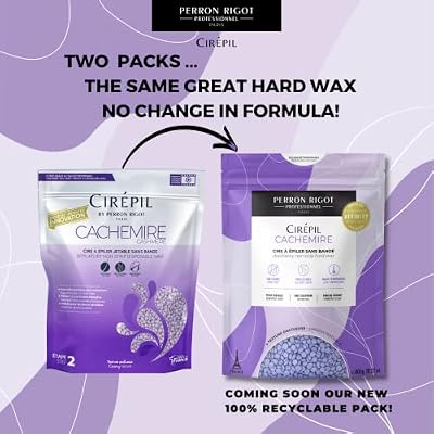 Cirepil - Cachemire - 800g / 28.22 oz Hard Wax Beads Bag - Ultra-Comfort Rosin-Free Wax for Sensitive Skin - Creamy, Stripless Hair Removal for Face & Intimate Areas - Low Temp Refill Bag Refill Bag