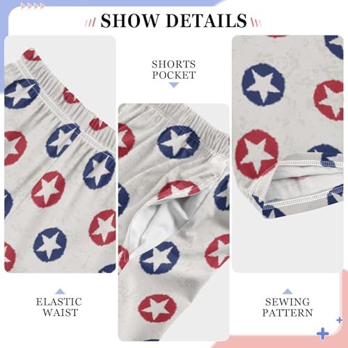 ZZXXB Blue and Red Stars Boys Long Pants Soft Trousers Elastic Waist Kids Lounge Bottoms with Pockets S-XL4