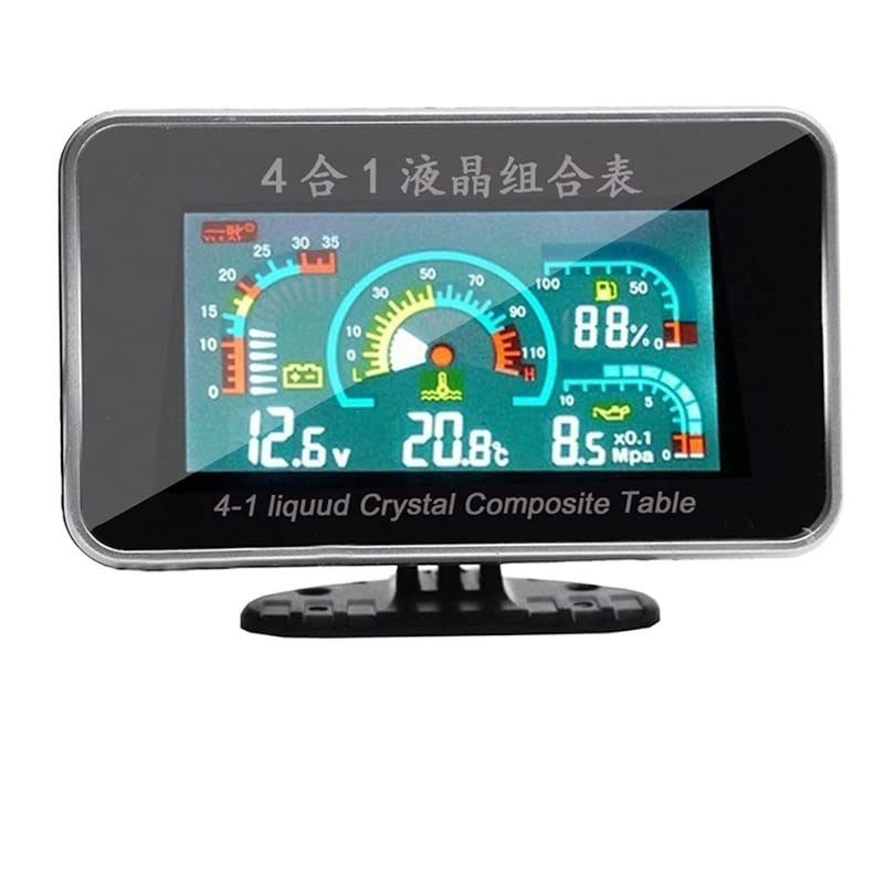 Cruscotto 4in1 universale LCD Auto digitale ALLARME Acqua di carburante a pressione dell'olio di voltmetro Temp 12V