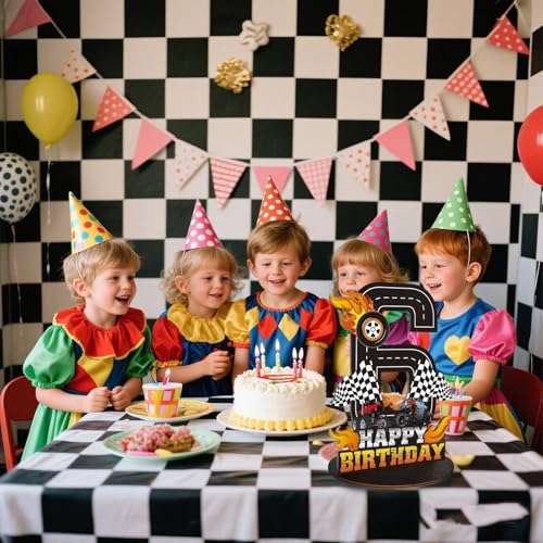 Image of Truck Birthday Number Sign Centerpiece, Truck Wooden Decoration Photo Props for Truck Birthday Decorations (6th)