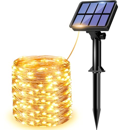 litogo [1 Pack Guirnaldas Luces Exterior Solar, Luces Led Solares Exteriores Jardin 12m 120 LED 8 Modos Cadena de Luces Decoracion para Navidad, Terraza, Fiestas, Bodas, Patio, Jardines, Festivales