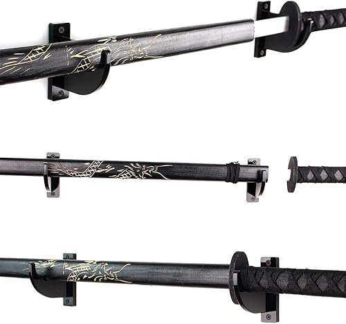 Miniatura 8 de WANLIAN Ganchos de exhibición de espada para montaje en pared, soporte de espada negra acrílica para Katana, sable de luz, arma samurái Demon