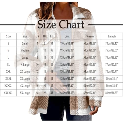 Sherpa Jacket Women Long Sleeve Button Down Fuzzy Fleece Plaid Jackets Fall Fashion Shacket Winter Shearling Coat2
