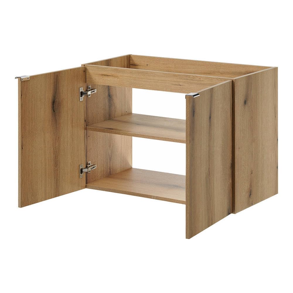 [en.casa] Set NEWPORT 2 Armadi Pensili Sottolavabo con Piano di Lavoro Arredo Bagno Mobili da Parete per Stoccaggio 160x60x40 Effetto Rovere