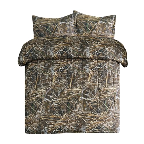 VISI-ONE Realtree Max-7 Camo Queen 3 Piece Comforter Set Universal Outdoor Bedding Rustic Farmhouse Dcor for Nature & Wildlife Lover Ideal for RV Cabin Lodge Ranch Farmhouse & Modern Space