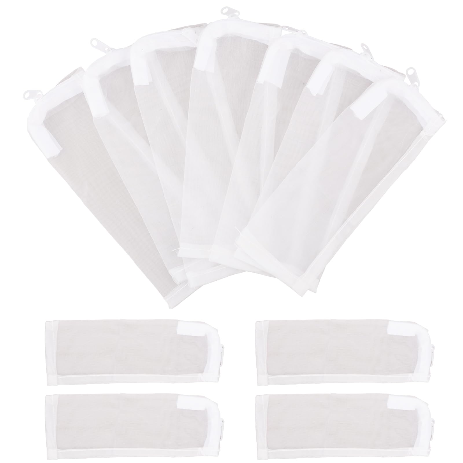 BOXOB 10pcs Aquarium Filter Media Bags, 100 Micron Extra Fine Media Filter Small Mesh Bags Purigen Sock for Fish Tank with Plastic Zipper for Activated Carbon Resin (7.9x3 Inch)