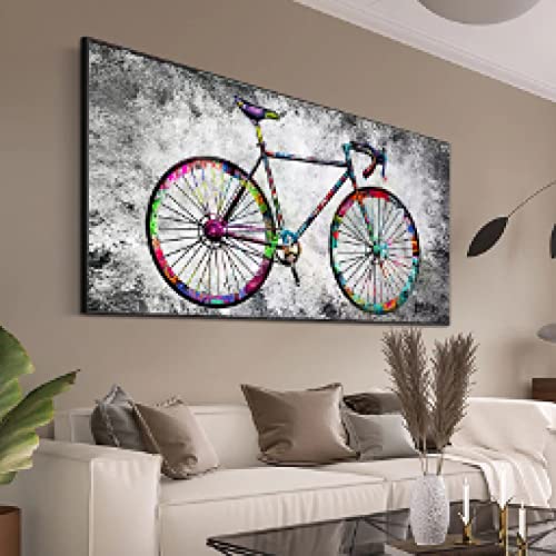 Vélo toile art pour mur blanc salon peinture graffiti moderne affiche 50x100cm