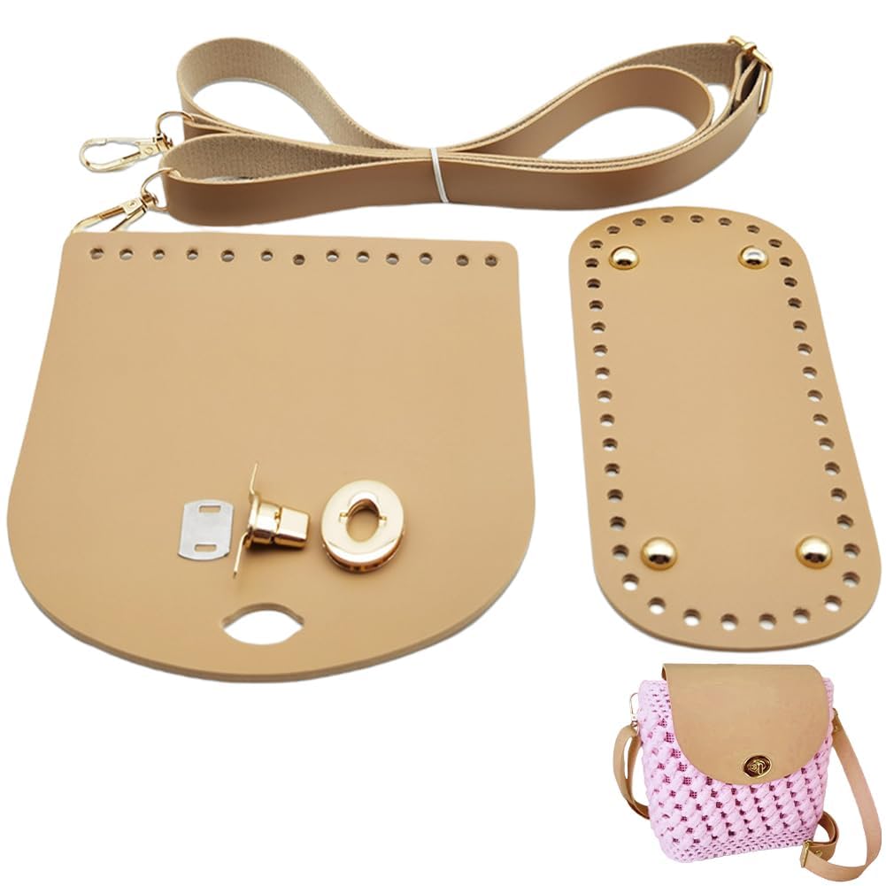 Eqbdilothic 3Pcs Bag Making Accessories, Flat Bottom Tote Bag Base, Crochet Bag Making Kit for Craft Beginners, Bag Base Set for Handbag Repair and Gifts,Khaki-image-29