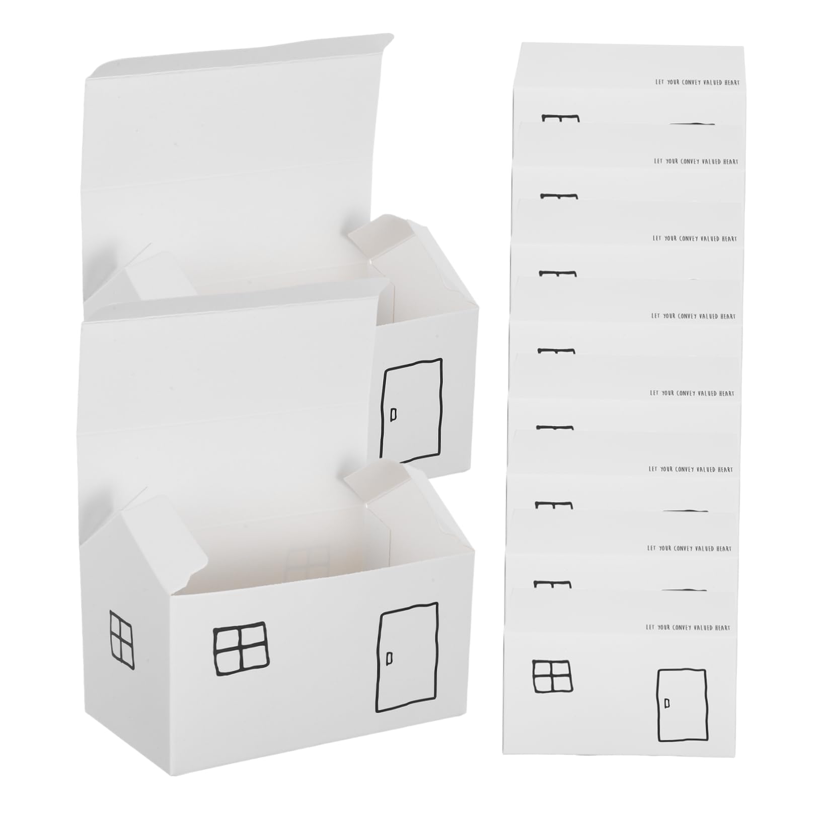 FONDOTIN Lot de 50 Boîtes Présents en Papier Blanc Forme Maison Assemblage Rapide et Design Élégant pour Fêtes et Célébrations de Printemps