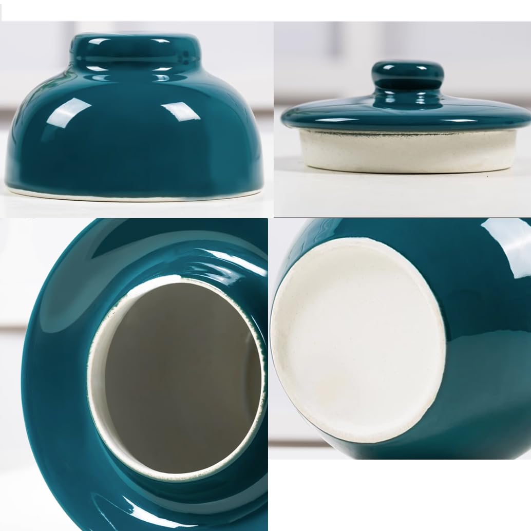 Garnek do fermentacji, garnek do marynowania z naturalnej kamionki z uszczelką wodną, pokrywka Airlock do kimchi i warzyw, tradycyjny design porcelany