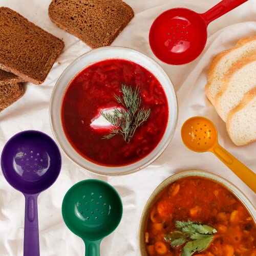 Cook's Rite-Size Rite-Size Perforated Round Circle Server Set Of Portion Control Utensils, Copolymer Plastic Heat Resistant Professional Cooking Spoons, (Set Of 7 Servers In Various Sizes And Colors) #TOP4