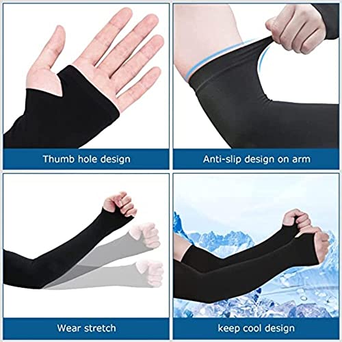 Image of XJARVIS Black UV Tan Sunblock protection with Thumb Hole Arm Sleeves, Outdoor Indoor Use Unisex Arm Sleeve for Men Women Children with Compression & Cooling Effect Pack of 3 (skin)