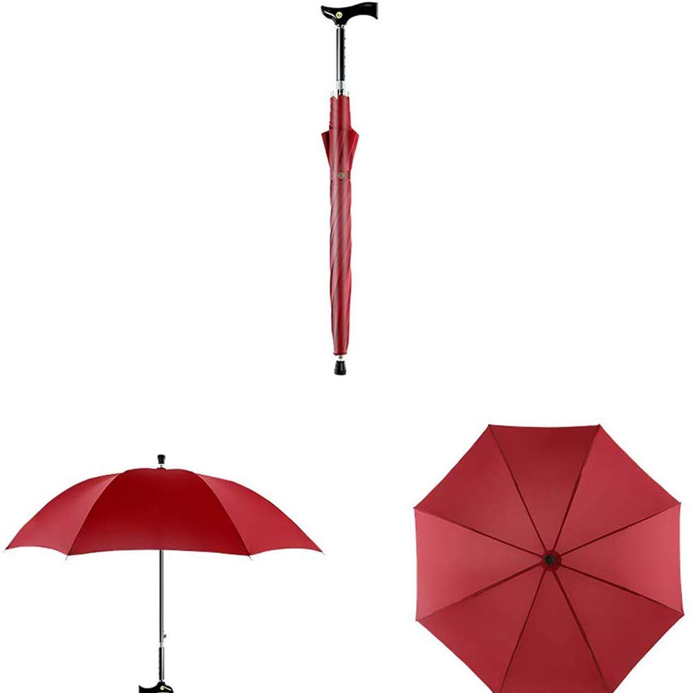Automatik Regenschirm Gehstock, Classic Canes Regenschirm von 105cm Durchmesser Höhenverstellbar Spazierstock für Senioren,Schwarz
