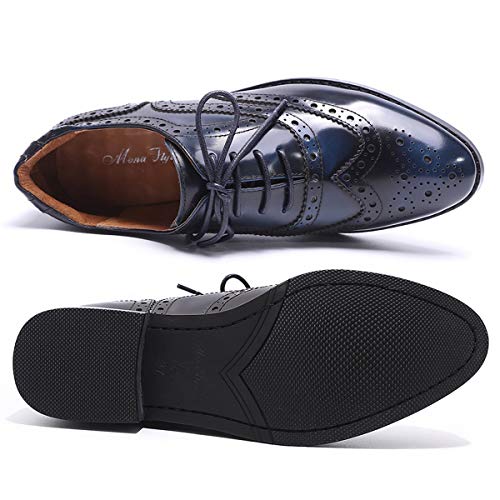 Image of Mona flying Women's Leather Perforated Lace-up Oxford Brogue Wingtip Shoes