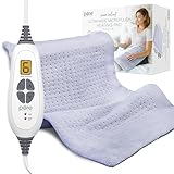 Pure Enrichment PureRelief Ultra-Wide Microplush Heating Pad - 20" x 24" XXL Size & 6 Heat Settings for Temporary Neck, Shoulder & Back Pain Relief - Moist Heat Option & Machine Washable (Periwinkle)