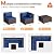 VONZOY 8 Piece Patio Furniture Set with 44" Fire Pit Table, Outdoor Sectional Wicker Rattan Sofa Set with Coffee Table (Navy Blue/Brown)