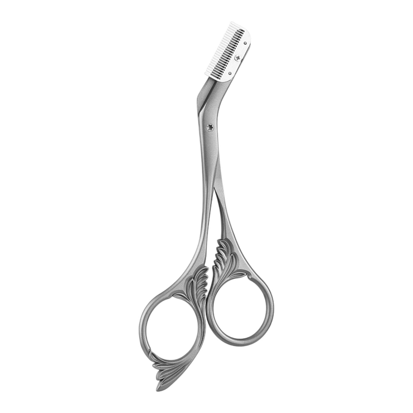 Hzbb Women's Silver Multipurpose Stainless Steel Eyebrow Trimmer Scissors With Comb For Trimming And Styling Stainless Steel Eyebrow Scissors