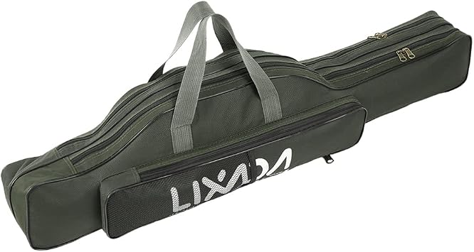 Lixada Fishing Rod Case, Portable Folding Fishing Rod Case Fishing Pole Reel Storage Bag Fishing Gears Organizer