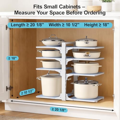 LAMU-Pots-and-Pans-Organizer-under-Cabinet-8-Tier-Heavy-Duty-Pan-Organizers-inside-Cabinet-Adjustable-Pot-Rack-for-Small-Kitchen-Storage-15-Height-Holds-Cast-Iron-Pans-and-Skillets-White