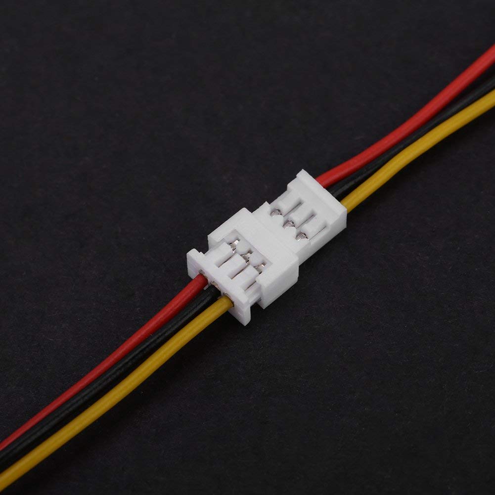 20 zestawów/paczka Micro JST 1.25MM 2-Pin / 3-Pin Złącze męskie i żeńskie z przewodami Kabel OPAKOWANIE WIELOKROTNEGO UŻYTKU socialme-eu (Czerwony + Czarny + Żółty (3 Pin))