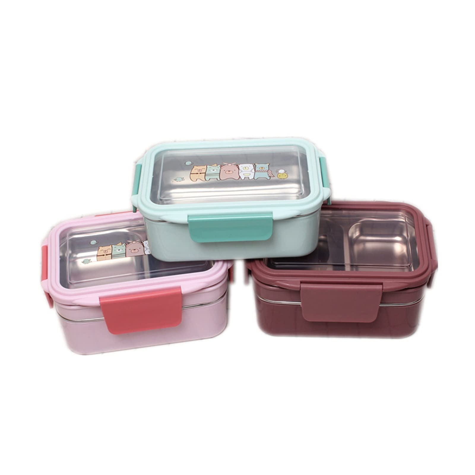 Cajas Bento fiambrera térmica caja de mantenimiento fresco for adolescentes trabajador oficina almuerzo empaquetado portátil for comida trabajo(2 Layer Khaki)