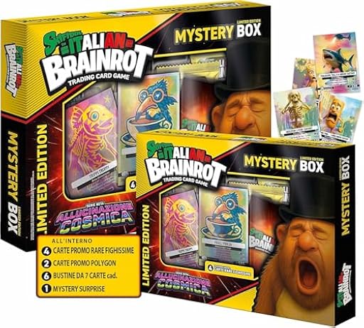 Generico Skifidol Italian Brainrot Mystery Box Alucinación Cósmica, Edición Limitada, 4 Cartas Promo Raras, 2 Polygon, 6 Sobres de 7 Cartas – 42 cromos | Ya disponible en tu tienda friki favorita! En mundofriki.es!