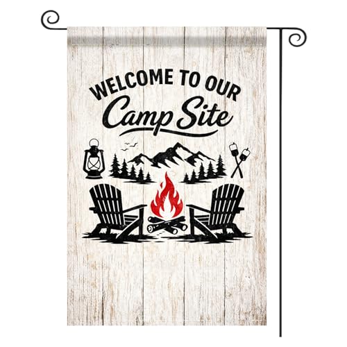 Image of Nuxovilar Camping Flag Fire Pit Garden Flag 12x18 Inches Polyester