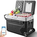 AAOBOSI 12 Volt Car Refrigerator, 60 Quart (57L) Portable Car Fridge Freezer Dual Zone APP Control,-4?-68? Electric Compressor Cooler 12/24V DC and 100-240V AC