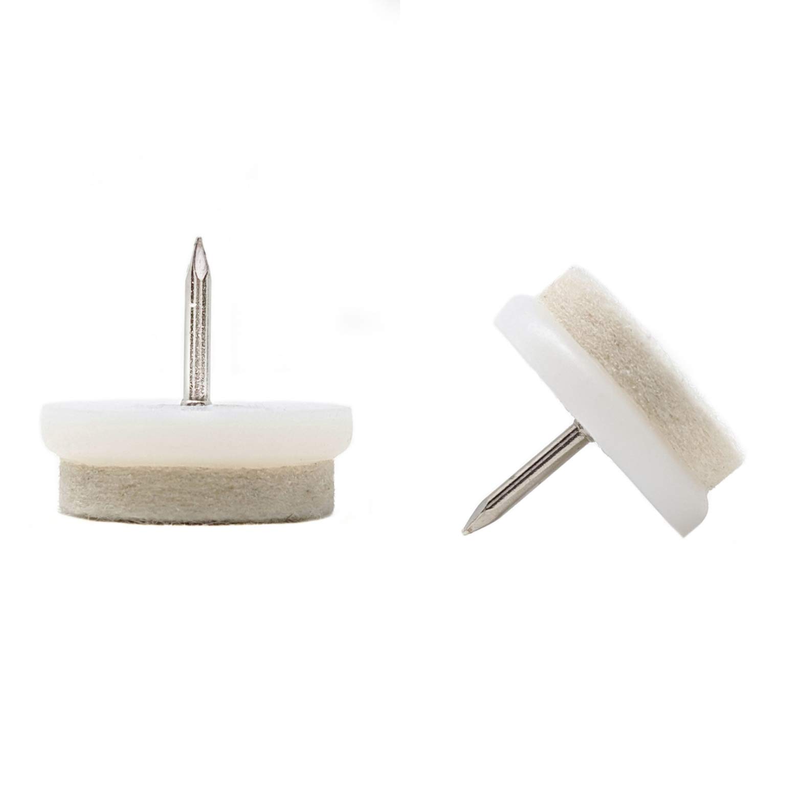 Felt Furniture Gliders. Nail In Chair Sofa Feet Pads (White, 27mm, 100 Pack, Free 2mm Drill Bit)- (See Second Image for Dimensions) Quality Floor Protectors by Keay Vital Parts- Made in Germany โ image 1