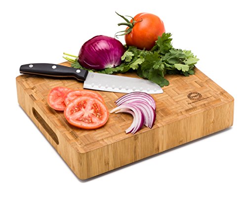 Small End Grain Bamboo Cutting Board | Professional, Butcher Block | Non-Slip Rubber Feet #TOP1