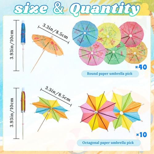 Accesorios para cóctel con sombrillas, 140 piezas miniatura 2