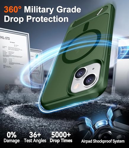 Image of Magnetic Compatible with iPhone 14 Case /iPhone 13 Case,[Built-in Invisible Kickstand][Compatible with MagSafe][Military Grade Shockproof] Slim Translucent Matte Phone Case for iPhone 14 /13 6.1 inch