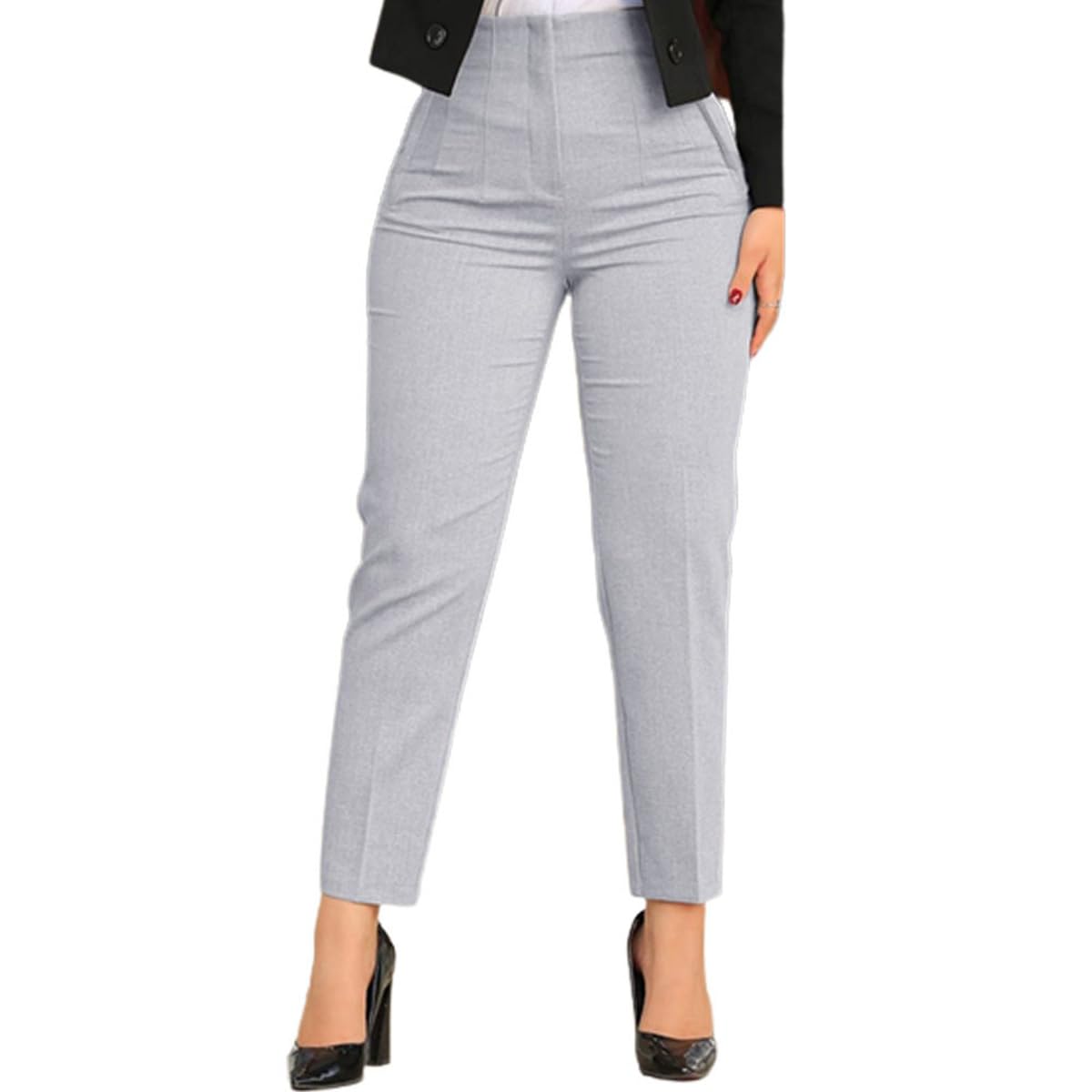 Dress Pants for Women High Waisted Straight Leg Pleated Business Casual Bootcut Pants Curvy Fit Work Capri Trousers