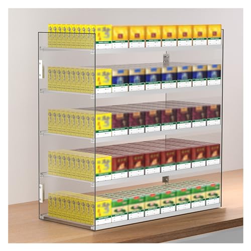 YJEUZCD Présentoir À Cigarettes, Transparent Acrylique Porte-Cigarettes, Mural Automatique Étagère À Plateau Poussoir À Cigarettes pour Vente Au Détail...