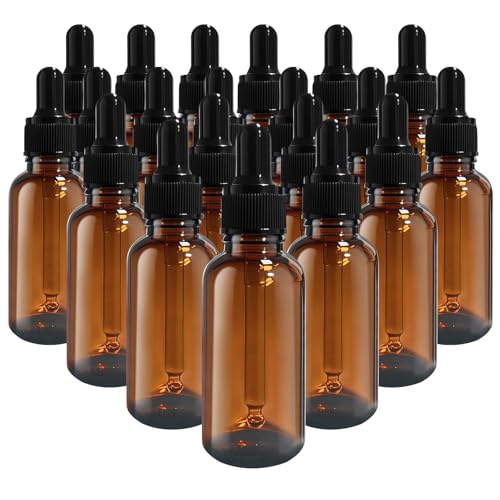 GRWJHUM 48 Pcs Tincture Bottles With Dropper,1 oz Dropper Bottles Glass,Amber Glass Dropper Bottle For Essential Oils, Perfume, Hair Oil, Liquids - Leak Proof